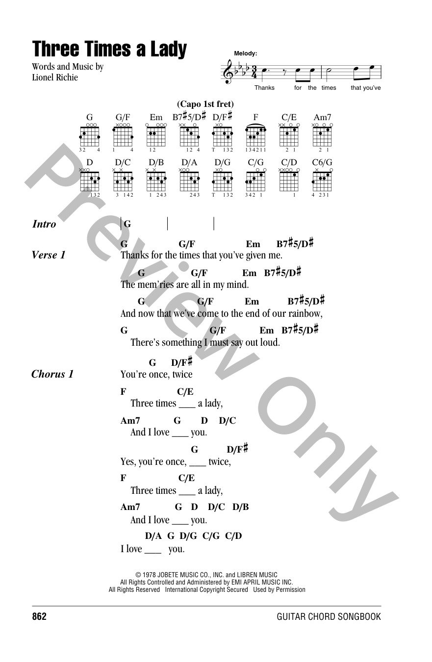 Dr Sheet Music Three Times A Lady Commodores